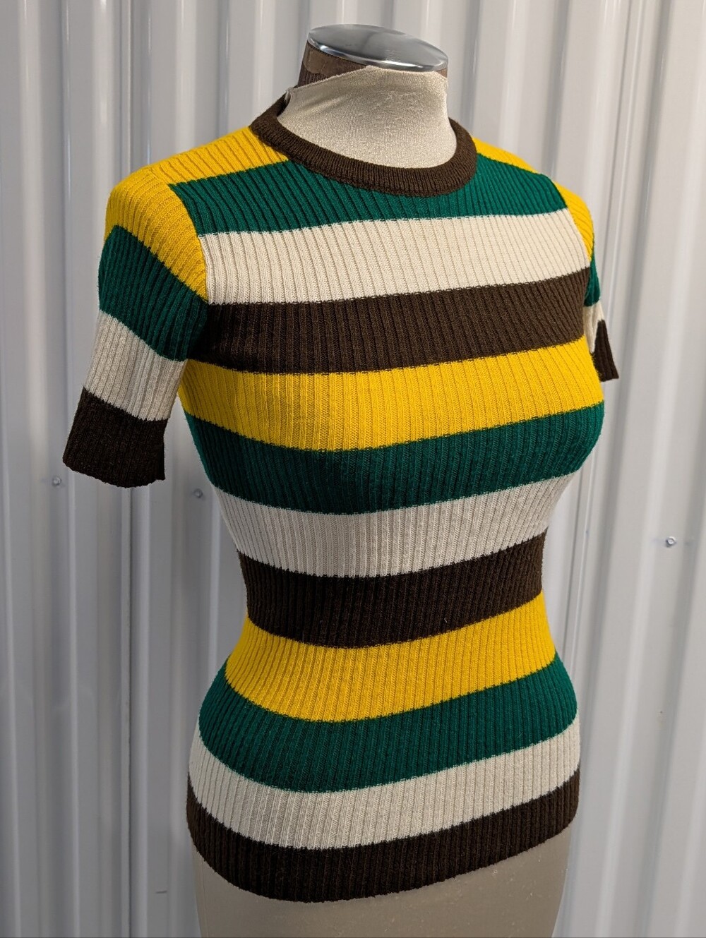 VINTAGE SWEATER TEE 1970's skinny ribbed XS